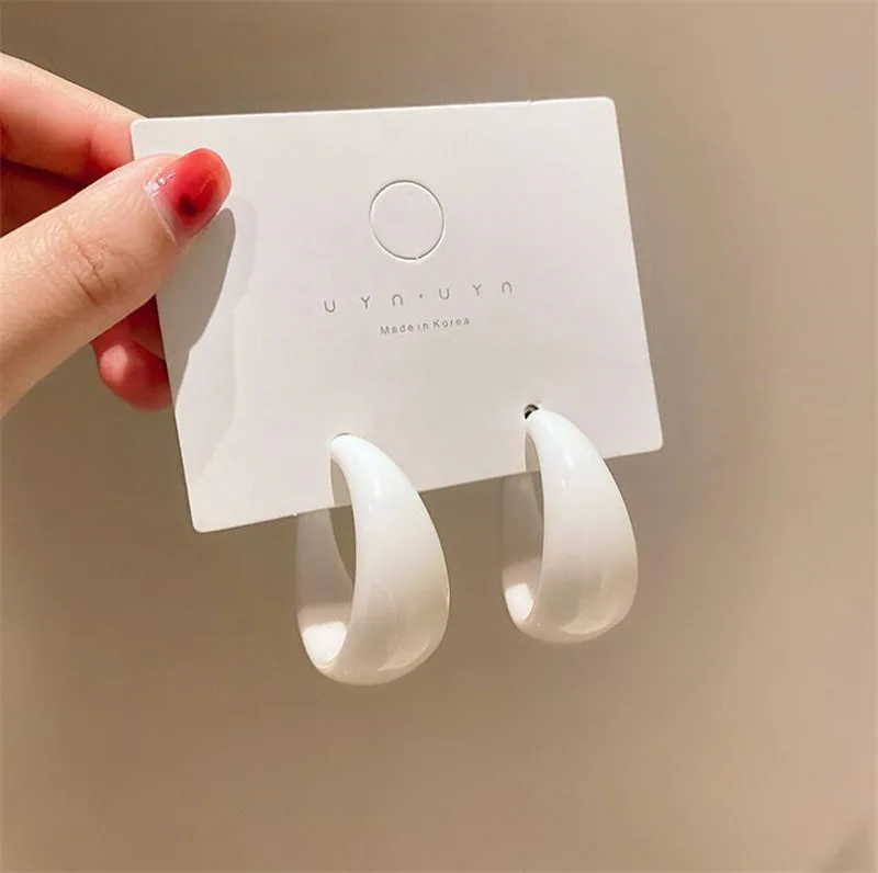 STANG Orecchino a Cerchio a Forma di C in Resina Trasparente per Le Donne Orecchino a Forma di Acrilico di Grande Spessore esagerato Orecchini Geometrici Carini