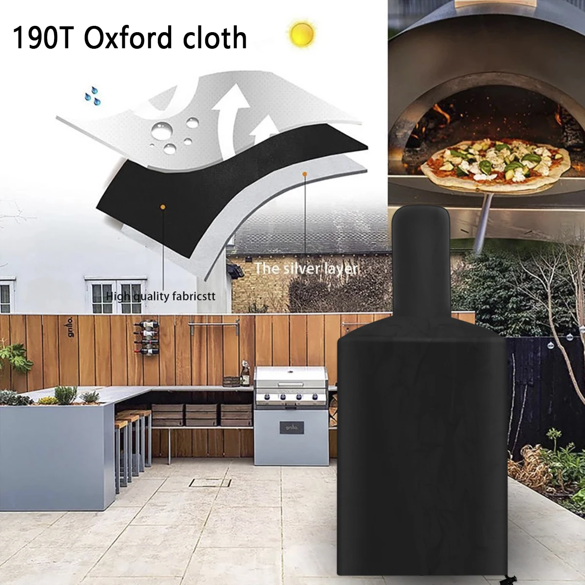 Pizza Oven Cover Grill Cover 170 x 65 x 55 cm