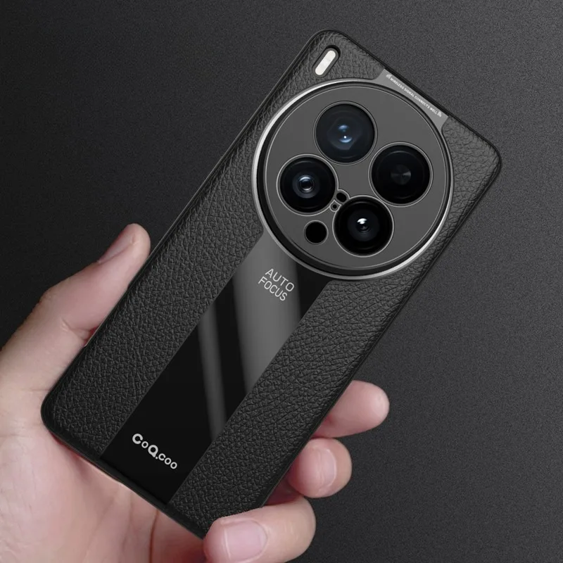 Luxury Lichi Leather + Soft TPU Ultra Thin Lens Protection Slim Matte Cover