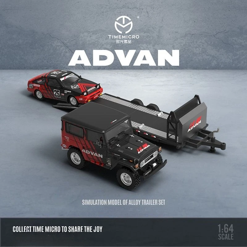TM Diecast 1/64 Scale Toyota FJ40 & AE86 Sports Car with ADVAN Trailer Set Alloy Car Model Toys for Boys Gift 13 S37fff97abde74bc38fe7d10444ca4dd9C