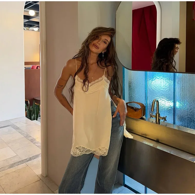 Sexy Lace Patchwork Blouses For Women, Sleeveless Square Neck, For Party Club, Vacation Chic Lady Shirts - Uniqwear