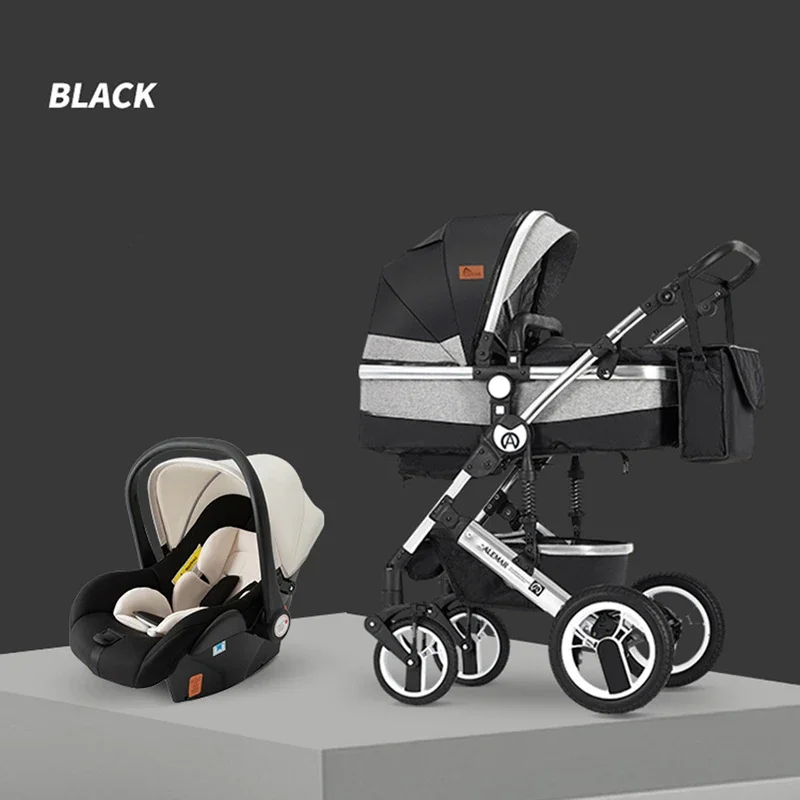 High Landscape Baby Stroller 3 in 1 With Car Seat and Stroller Luxury Infant Set Newborn Baby Car Seat Trolley