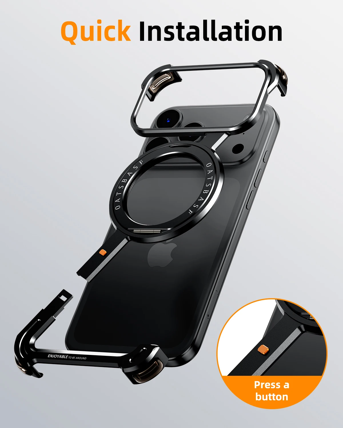 Eary Z-Shape Metal Phone Case for iPhone 17 Pro Max/17 Pro/17 Air with Ring Kickstand 360°Rotate Magnetic Protector Shockproof