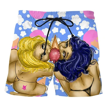 Pantalones Cortos Hombre Playa Estampado 3D Divertidos Harajuku Moda Urbana 2025