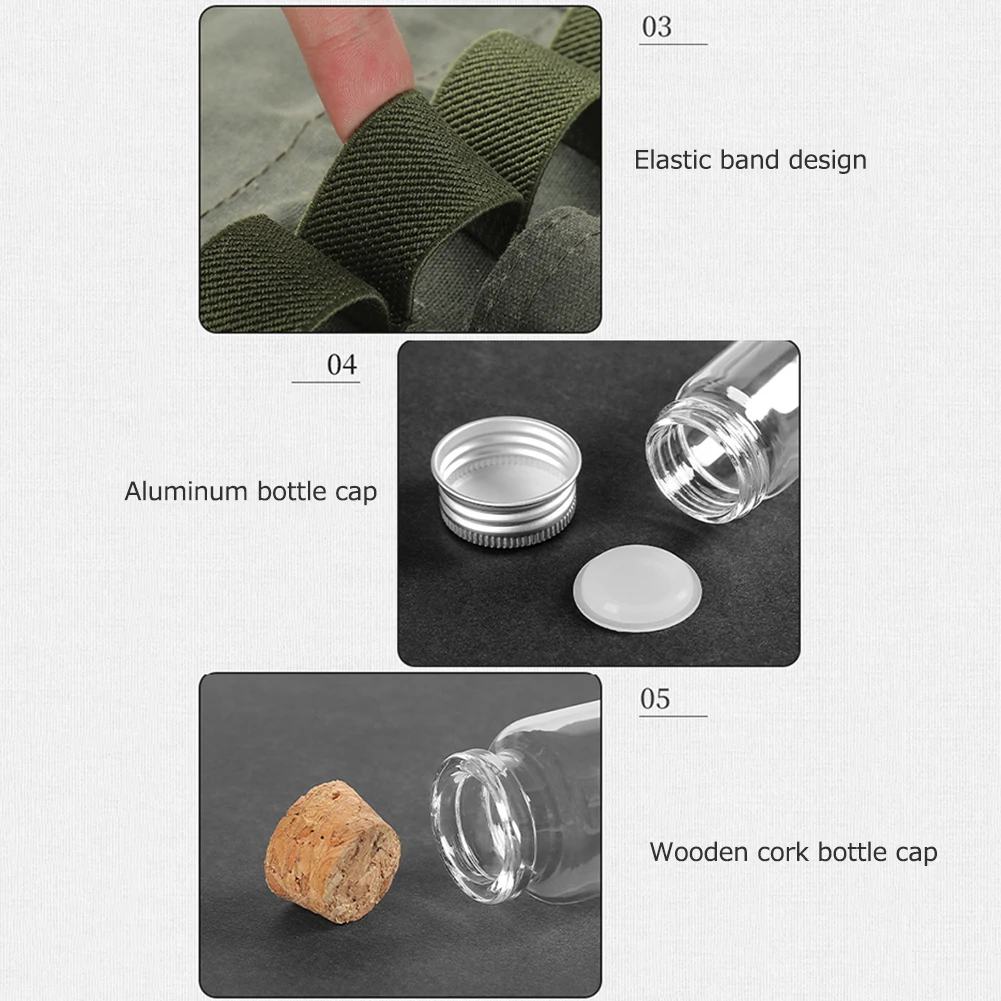 12pcs Spices Bottle Kit Reusable Portable BBQ Spice Bottle Condiment Jar Holder Storage Bag Travel BBQ Camping Supplies
