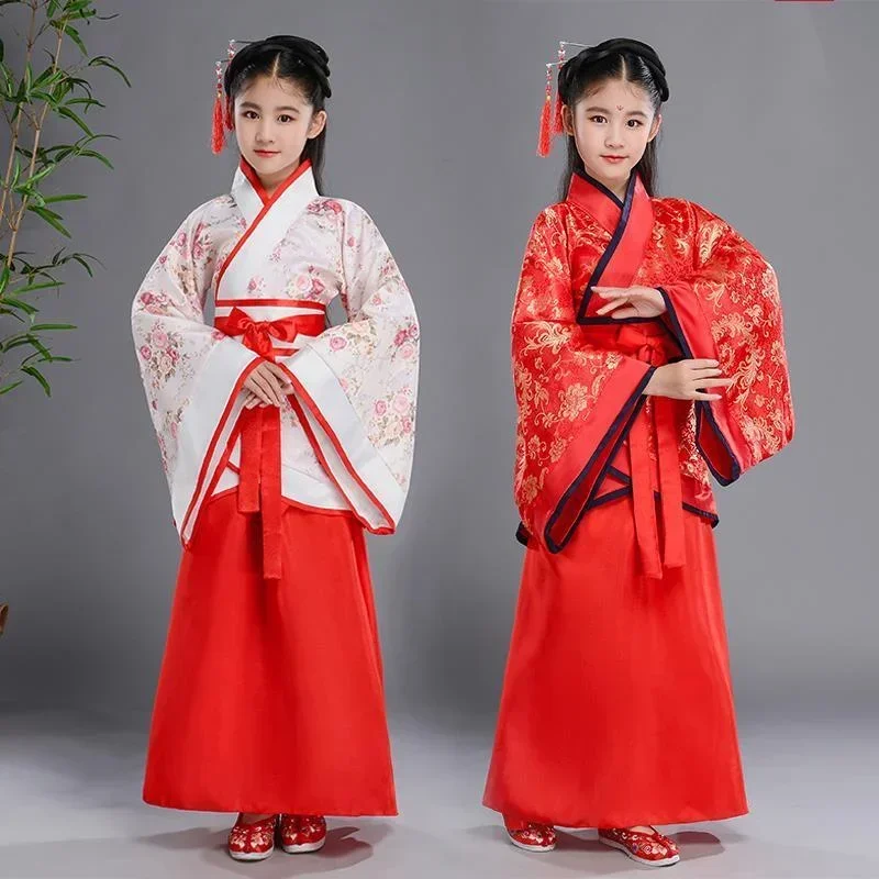 Chinese Traditional Costumes Dance Dress chinese Folk Dance new year clothes traditional hanfu for girls kids dragon dress ancient Stage Carnival costume Clothing skirt