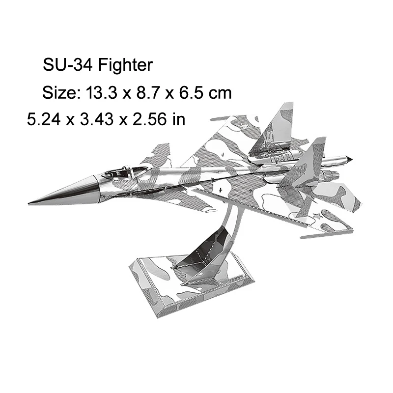 3D Metal Puzzle Air Force SU-34 Fighter model KITS Assemble Jigsaw Puzzle Gift Toys For Children 1 72 spitfire fighter model plane military us air force 1943 collectible