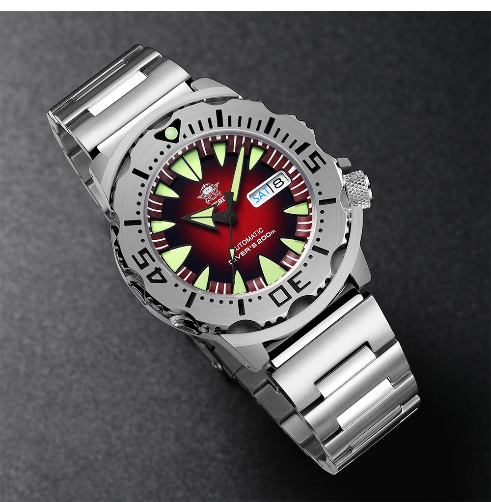 ADDIESDIVE NH36 Automatic Watch Sapphire Glass 200M Waterproof C3 Luminous 316L Steel Monster Mechanical Wristwatch for Men
