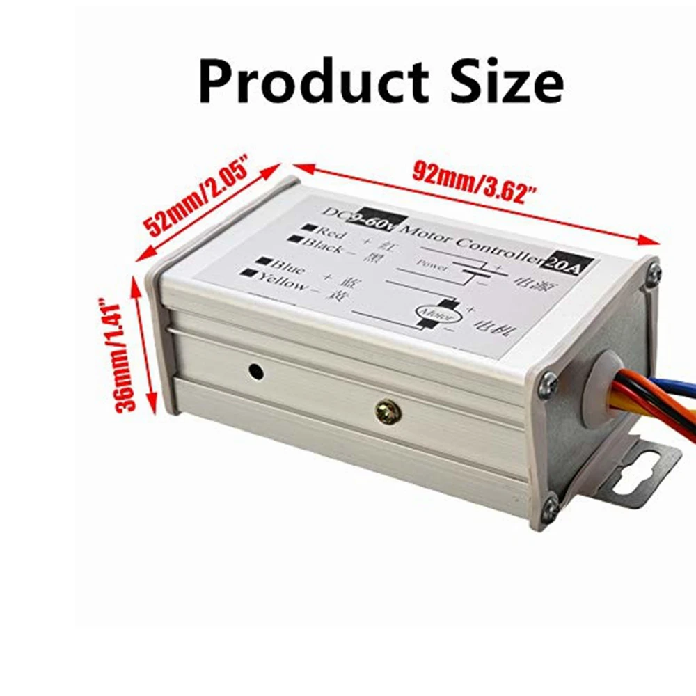 DC Motor Speed Controller Motor Speed Controller Electric Motor Speed Controller DC 9V 12V 24V 48V 60V 20A Reversible PWM 0-1200W Adjustable Current