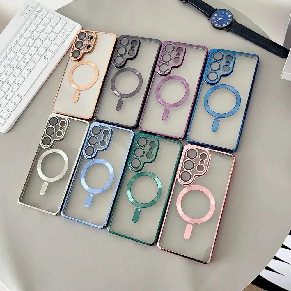 Luxury Transparent Plating Phone Case with Lens Protection and Wireless Charging Compatibility