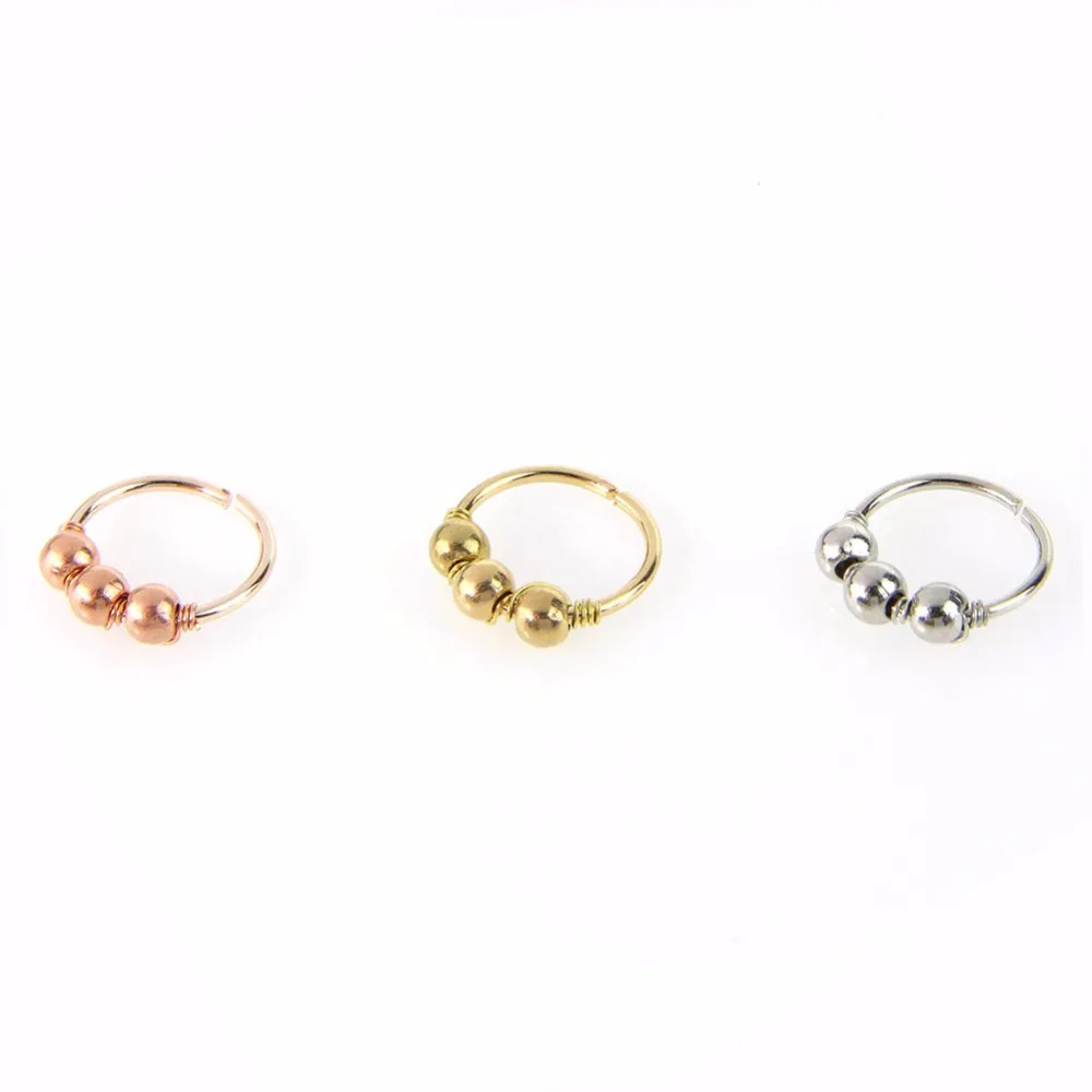 Copper Bead Nose Ring Hoop Nose Rings Clip Charming Piercing Body Rings Jewelry bar Captive piercing jewelry nose rings body piercing jewelry body jewelry