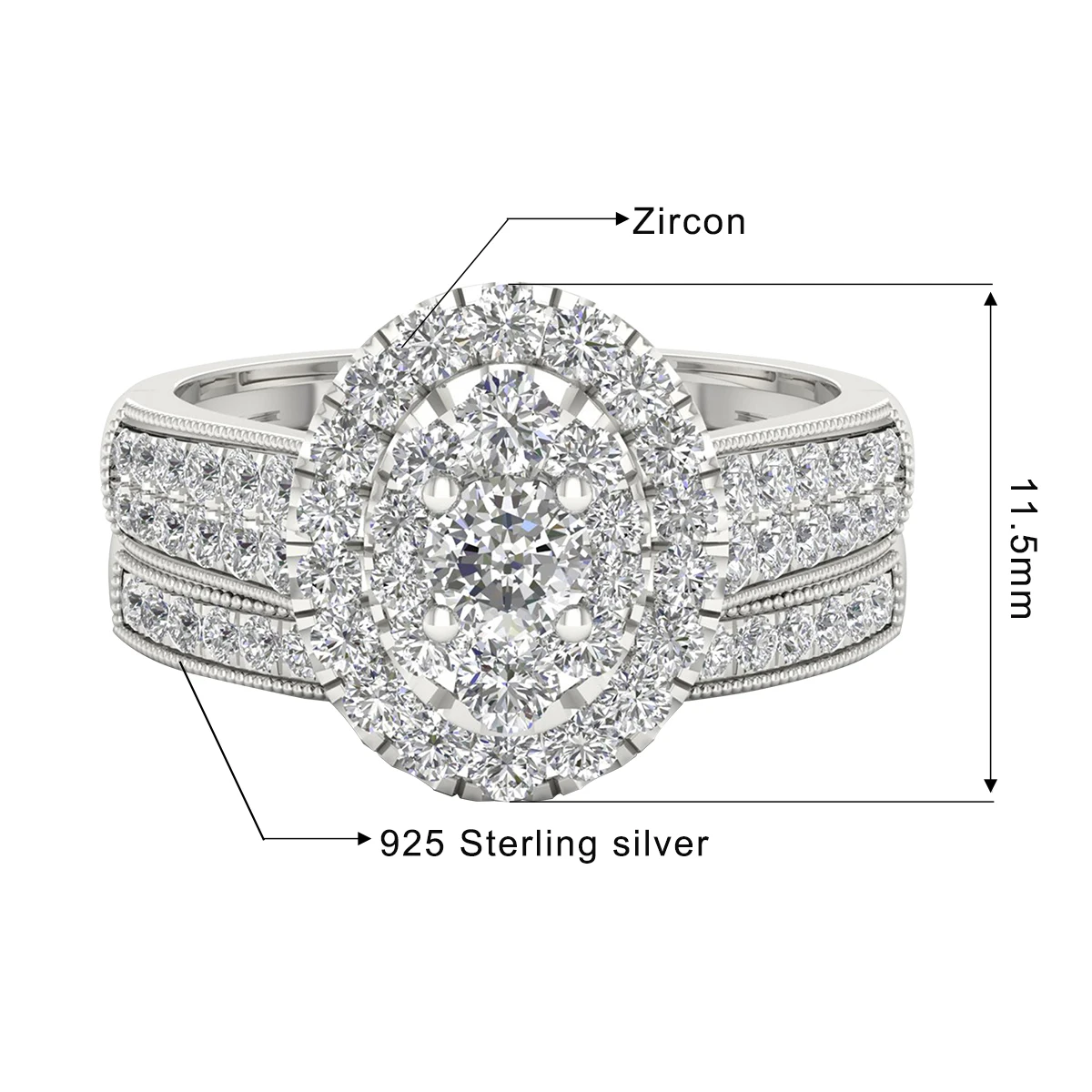 luxury fancy engagement moissanite rings 2 piece solid sterling silver 925 wedding jewelry for woman diamond girl gift certified Luxury Fancy Engagement Moissanite Rings 2 Piece Solid Sterling Silver 925 Wedding Jewelry For Woman Diamond Girl Gift Certified 5