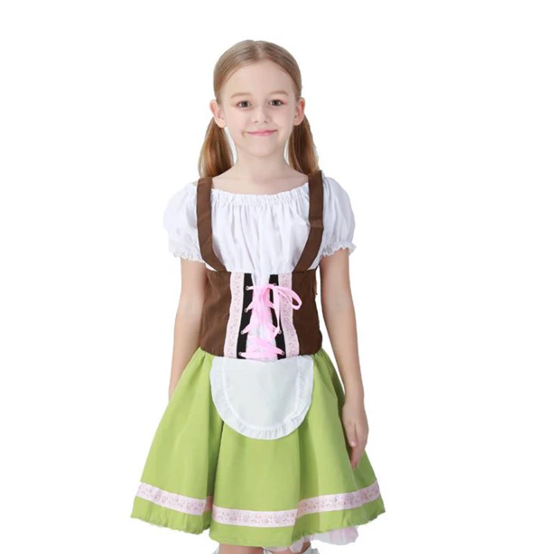 

German Oktoberfest Beer Costume Dirndl Kids Cosplay Fancy Dress Halloween Party Clothes Boy Girl Waitres