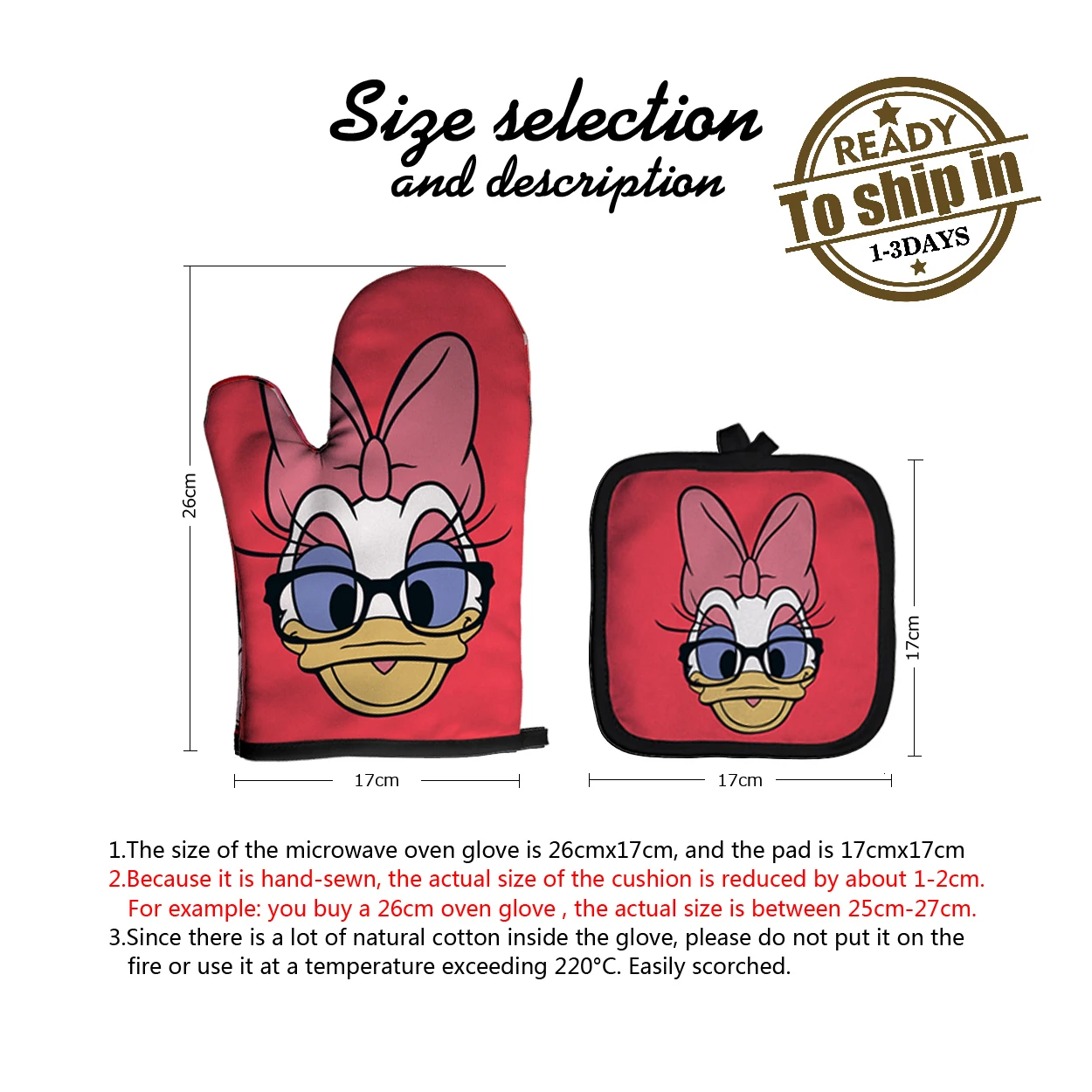 Silicone Oven Mitts MINISO Disney Microwave Baking Glove Mickey Mouse Heat Resistant Potholders Insulation Kitchen Cooking Tools