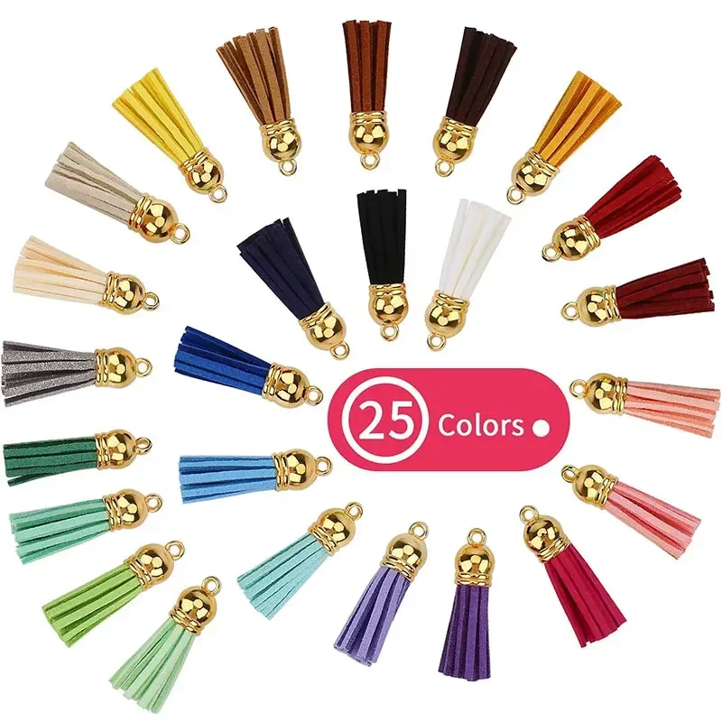 10-100Pcs Keychain Tassels Bulk Leather Tassels for Jewelry Making Colored Suede Tassel Pendant Keychain Accessory Craft Making Leather Tassels