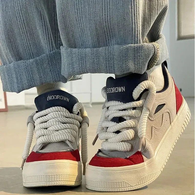 

Y2K Korean Women Vintage Casual Sports Loafers Sneaker Athletic Chunky Sneakers Platform Canvas Tennis Shoe Flat White Men Shoes
