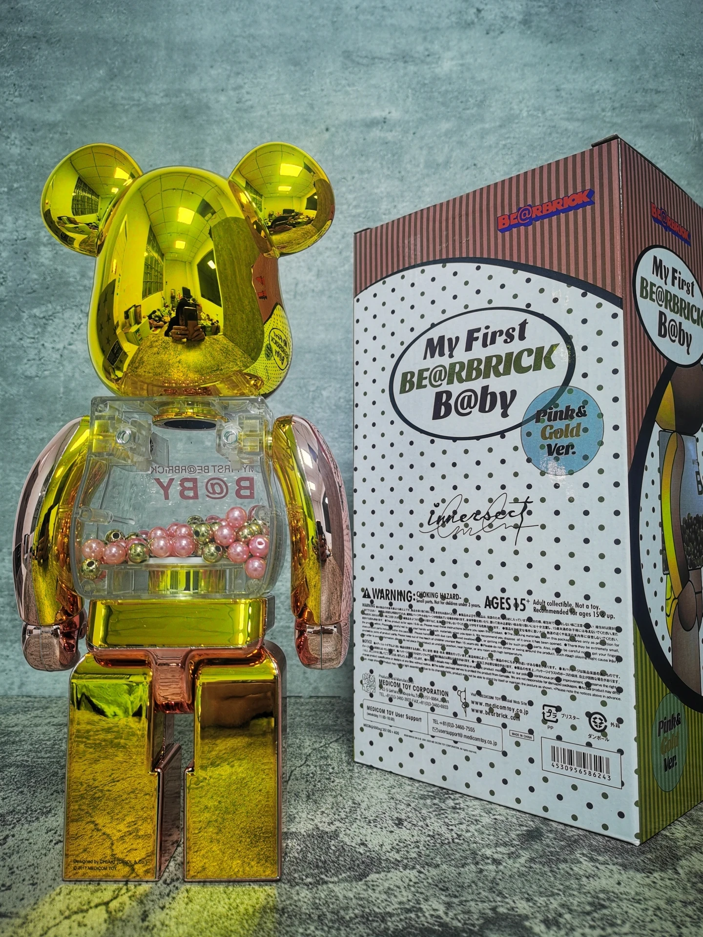 Bearbrick 400% 28CM Electroplating Pink Gold Qianqiu Building