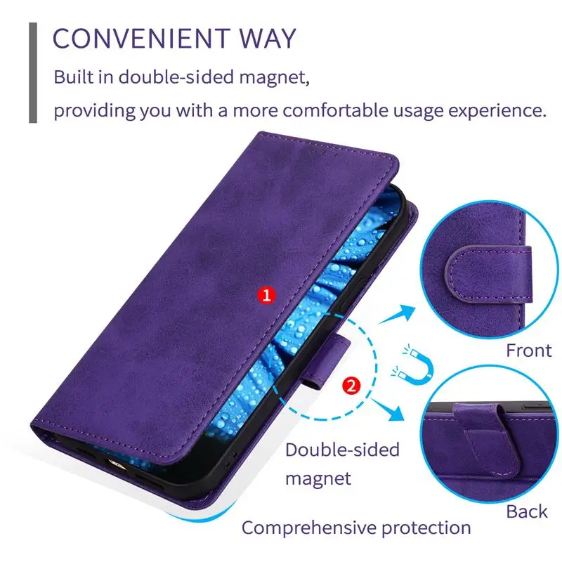 Deluxe Leather Flip Wallet Phone Case with Magnetic Closure