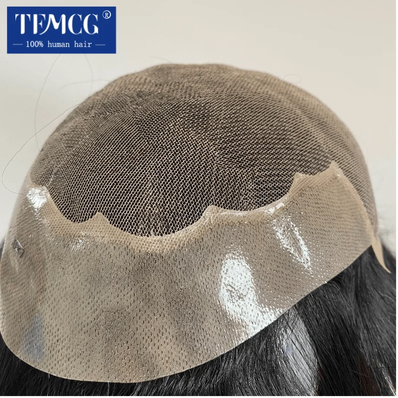 Q6 Male Hair Prosthesis Lace & Knotted PU Man Wig Replacement Systems Natural Human Hair Toupee Men,human hair toupee