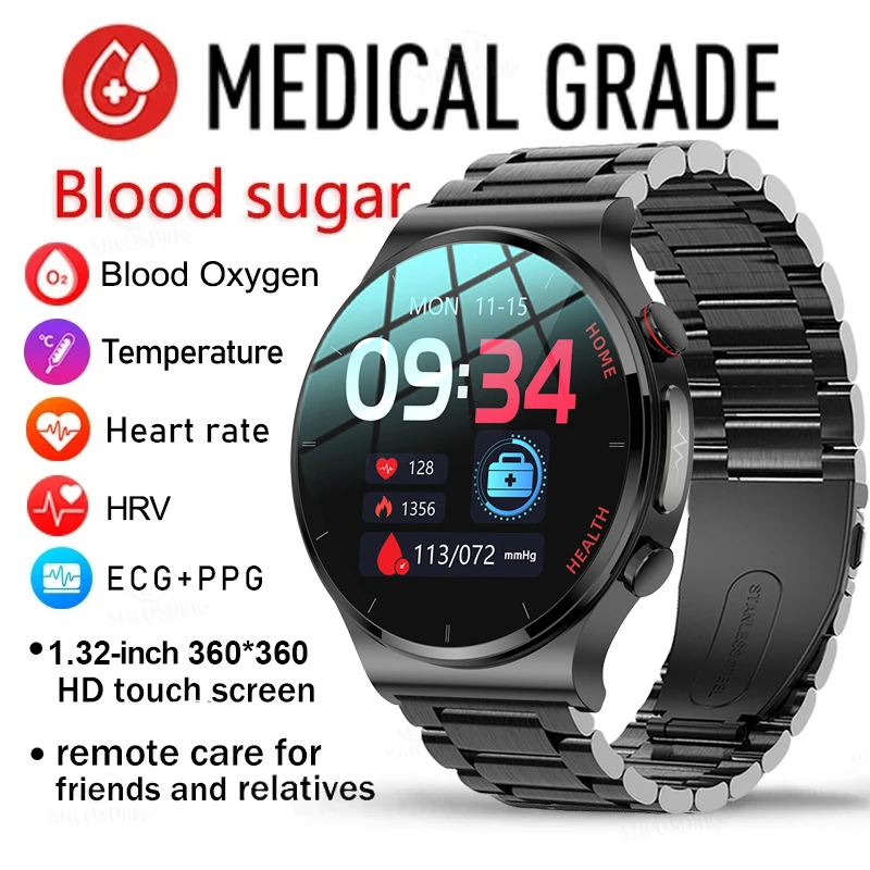 2023 New ECG+PPG Smart Watch Men Laser Therapy Three High Heart Rate