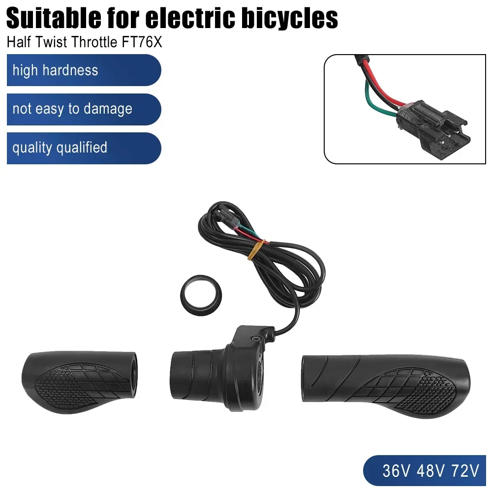 Electric Bicycle Right Handle for E-Bike Electric Scooter Throttle WP/SM Connector 36V 48V 72V Half Handle Twist Throttle