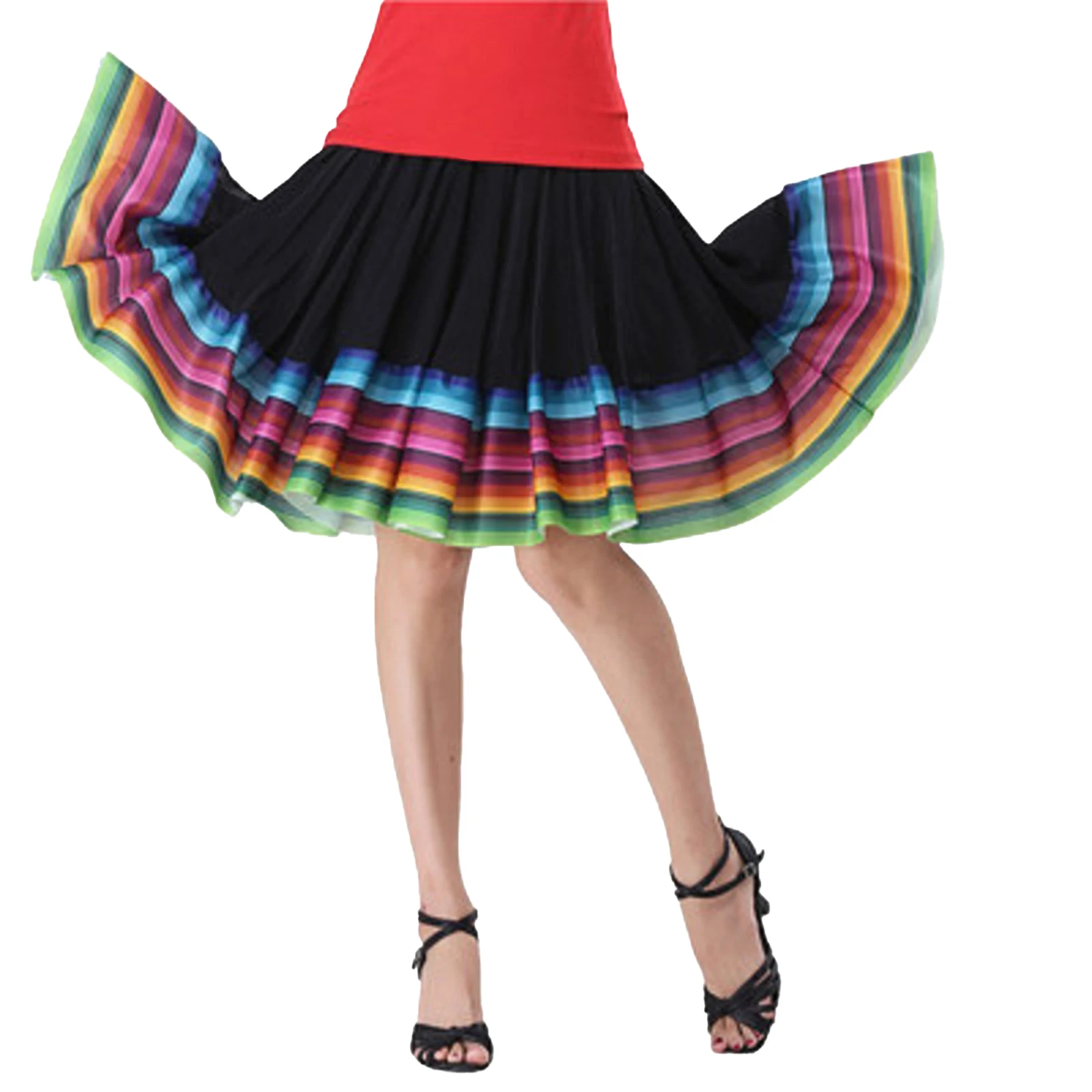 Womens Folklorico Dance Skirts Full Circle Spanish Folkloric Mexican Flamenco Folk Dance Stage Performance Costume Swing Skirt