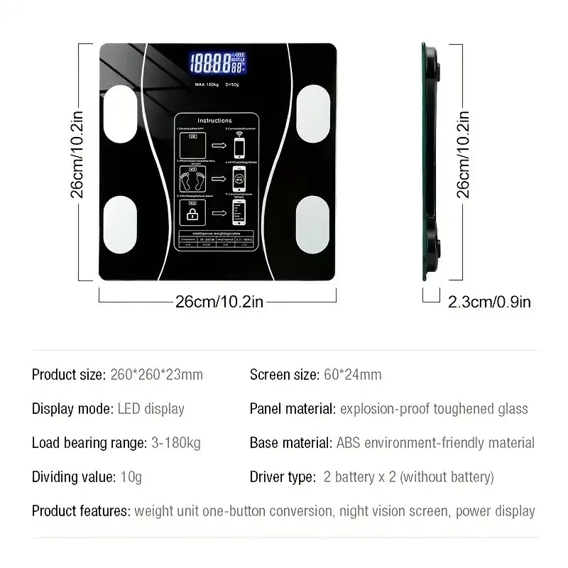1pc Intelligent Bluetooth electronic weight scale: wireless digital bathroom scale, precise measurement of body fat percentage 6