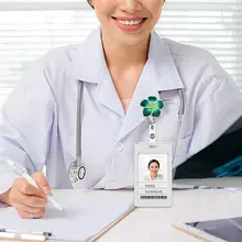  Plumeria Shape  Practical Retractable Flower Decorative Badge Reel 9 Styles Badge Reel Pull Clasp Design   for Daily Wear 