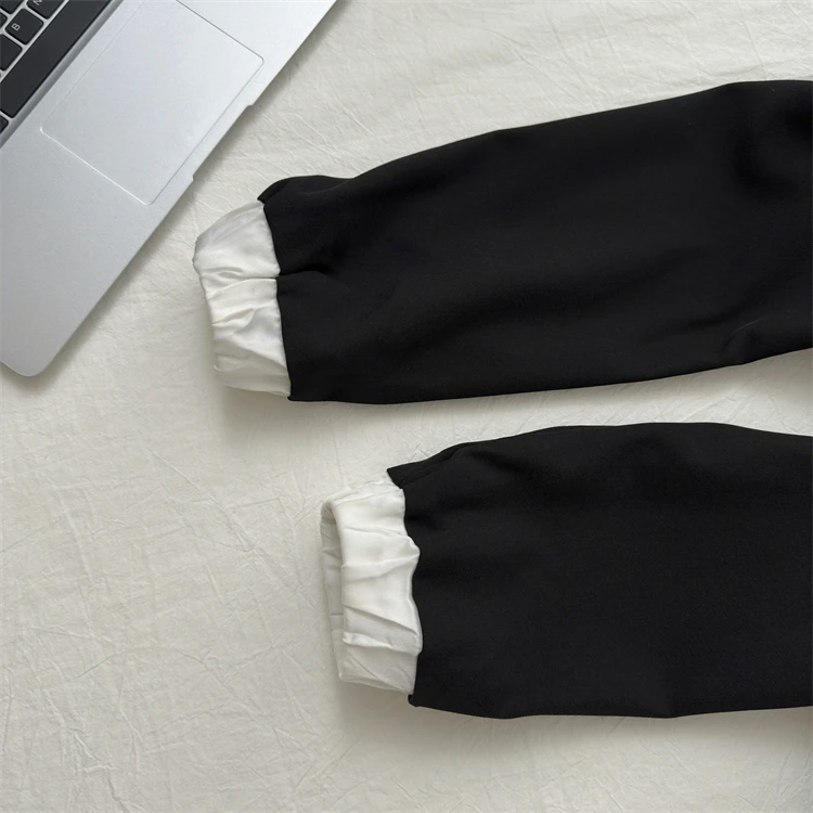 Elegant Evening Dresses for Women Patchwork O-neck Long Sleeves A-line Party Dress Korean Fashion French Retro Vestidos Mujer