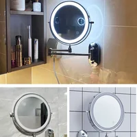 Bathroom White Smart Makeup Mirror 8-inch Folding LED Makeup Mirror 3X Magnification Double-sided Battery Mirror 2
