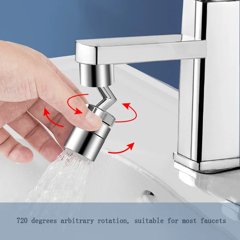 Metal 720&deg; Rotatable Universal Splash Filter Faucet Sprayer Head Kitchen Bathroom Tap Extender Adapter Foam Nozzle Brass Alloy