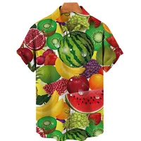 Fruit Printed Hawaiian Shirt men's Summer New Short Sleeved Shirt Outdoor Beach Suit 2024 Casual Breathable men's Clothing 1