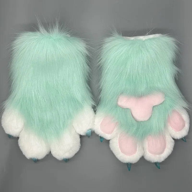 Gants de pattes de fursuit, gants à griffes en fourrure avec sifflet intégré, jouets de décompression, accessoires de fête costumée pour le cosplay
