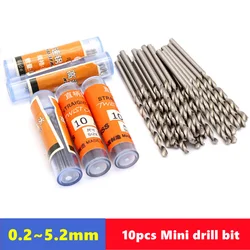 10-Piece Precision HSS Mini Drill Bit Set - 10pcs (0.8mm)
