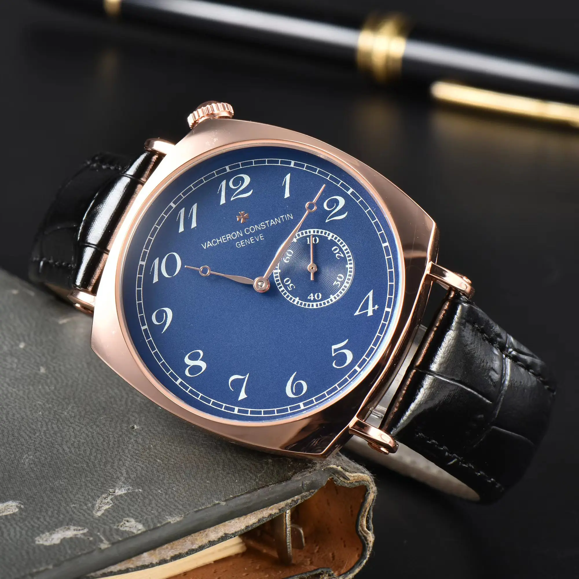 Pretty Style Quartz Watches For Men Simple Hot Square Dial Automatic Date Leather Strap Daily Waterproof Luxury AAA Clock Male