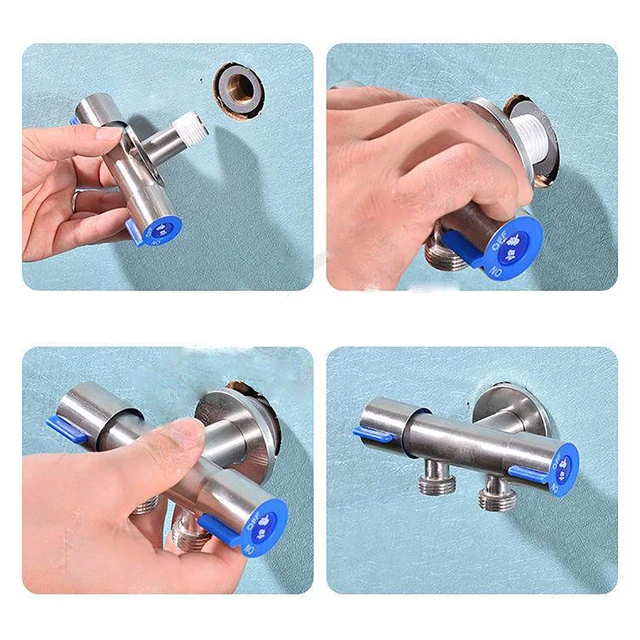 1 In 2 Out Faucet Washing Machine Toilet Shower Valve Bathroom Triangle Valve Water Control Valve Dual Control Diverter Valve 5