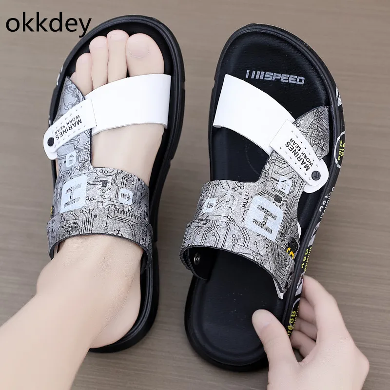 

Sandals for Men Breathable Trendy All-match Comfortable Waterproof Casual Lightweight Massage Flat Beach Sandals Male Summer New
