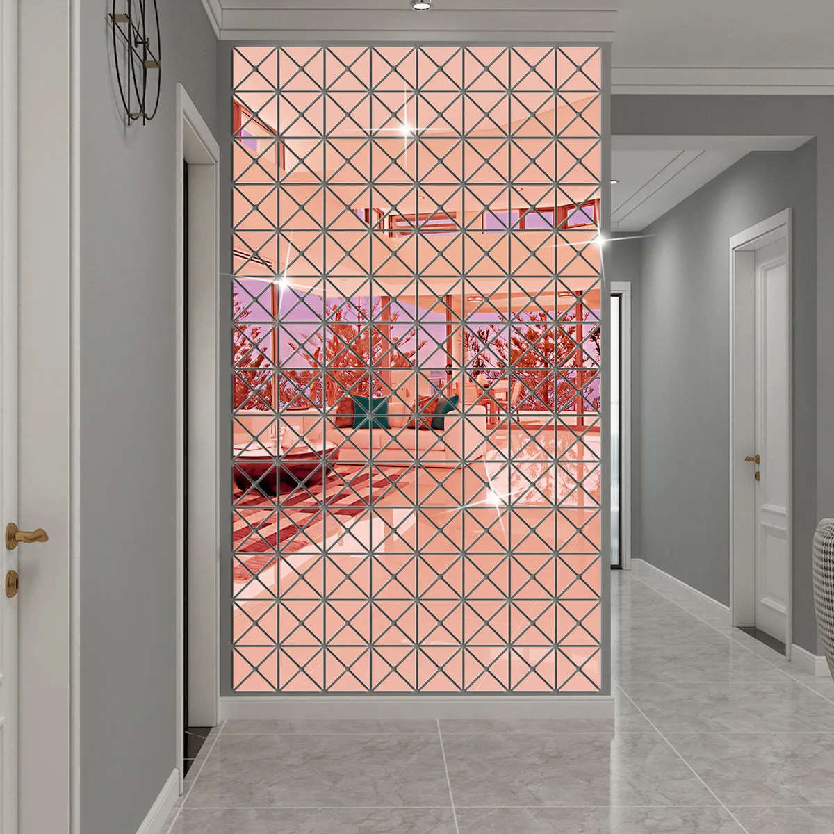 12/36/60/100pcs 3D Mirror Wall Stickers Acrylic Triangles Self-adhesive Square
