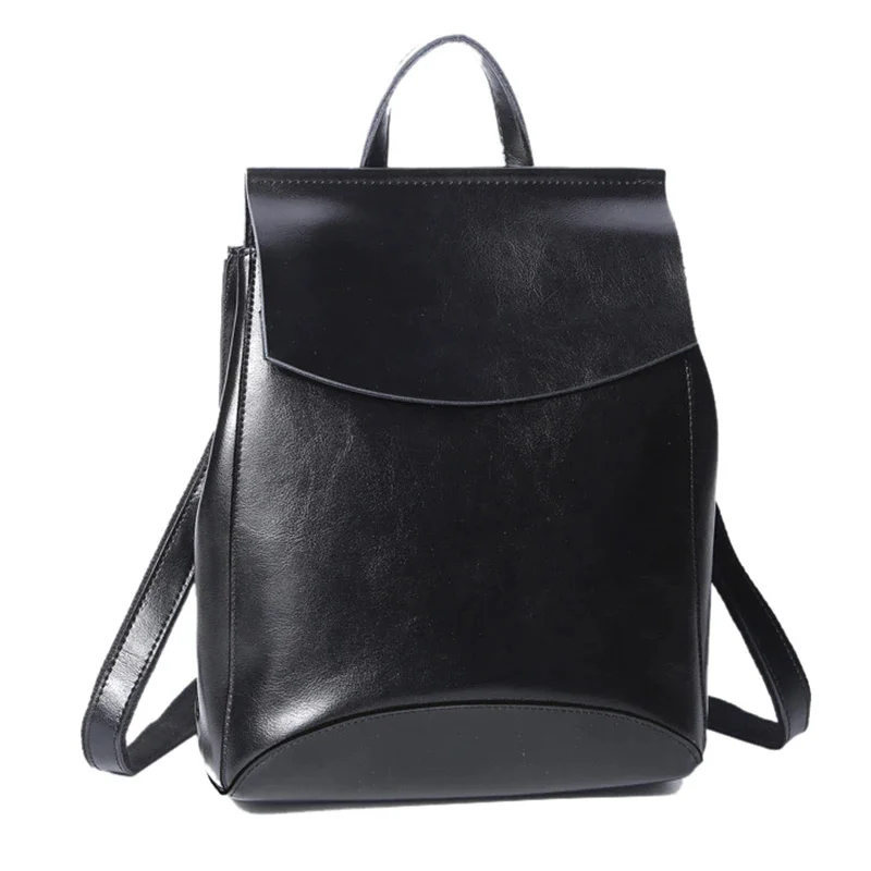 

High Quality Real Cowhide Women Backpack Knapsack Crossbody Shoulder Bag Oil Wax Genuine Leather Female Rucksack School Daypack