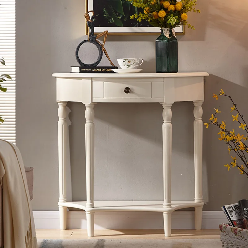

Porch Table Semicircle Solid Wood European Type Side Table Decoration Porch Cabinet Contracted Living Room Furniture