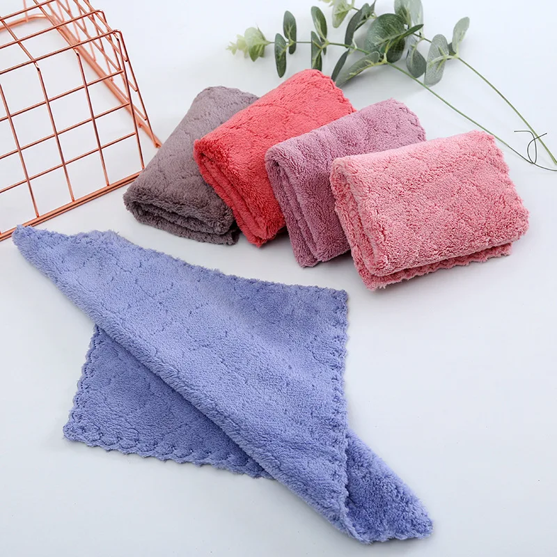 Kitchen Cleaning Cloth 5Pcs 30*30cm Coral Fleece Dishcloth Hand Towel Soft Absorbent Home Kitchen Sanitation Tableware Cleaning Tools kitchen towel,cleaning cloth,dish cleaning cloth,microfiber dish cloth,towel cleaning cloth,dish cloth