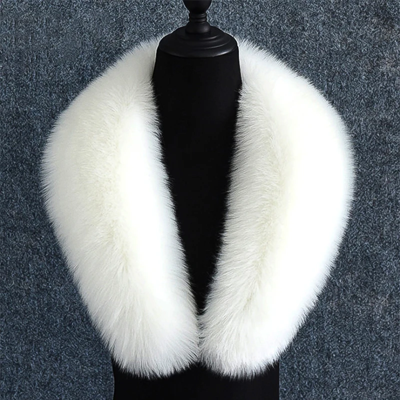 Faux Fox Fur Collar For Women Men Luxury 90Cm Fluffy Fur Scarf Autumn Winter Down Jackets Hood Collar Coat Warm Fur Trims Decor