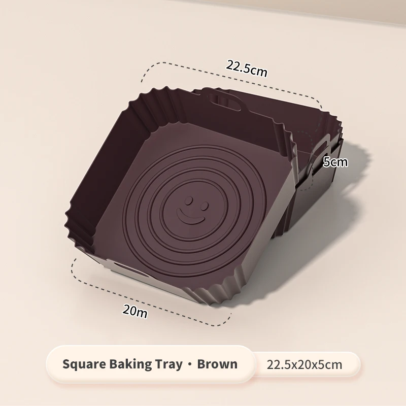 2-Piece Square Silicone Air Fryer Liners - 8-Inch Reusable Non-Stick Cooking Mats