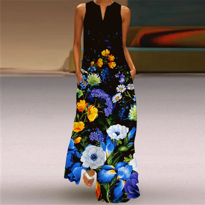 

Women's Loose Long Dress Casual Slit Irregular Skirt Sexy Summer Floor Length Sundress Maxi Vestidos De Mujer Evening Dresses