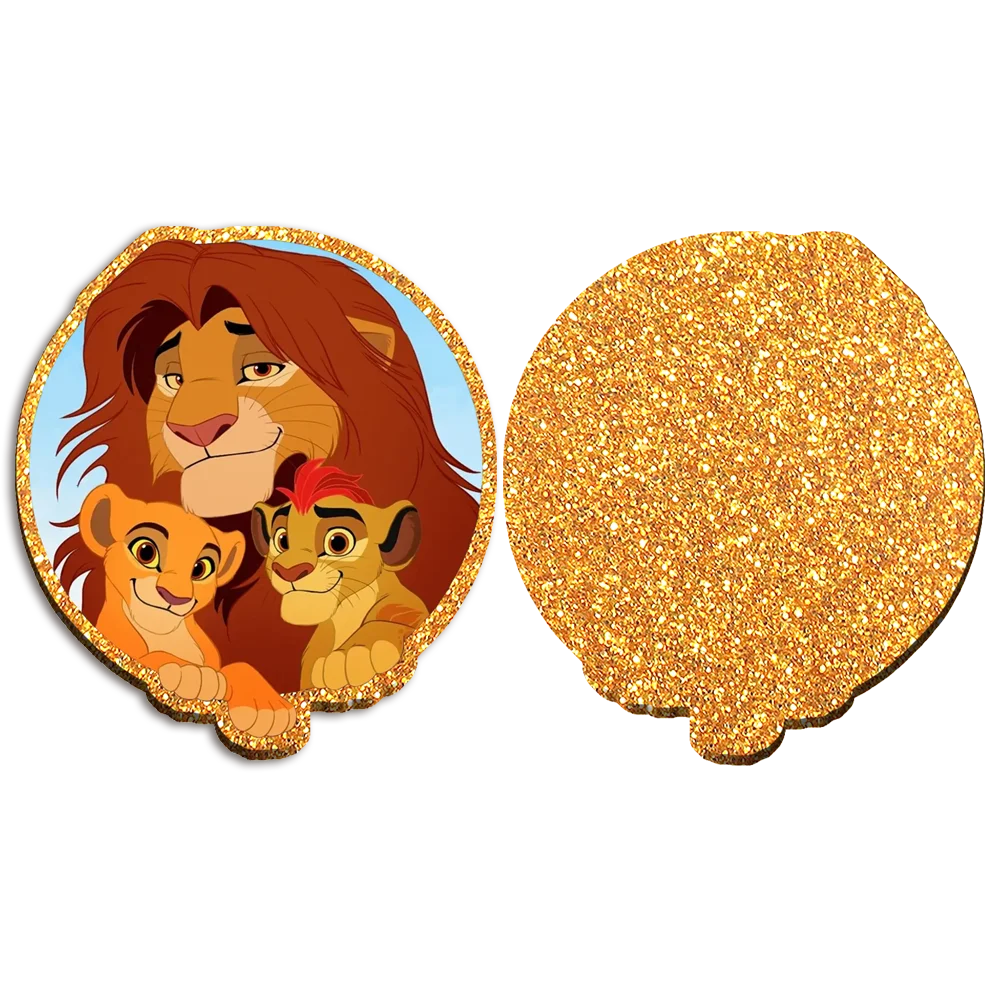 디즈니 라이온 킹 Simba 골드 Chunky 반짝이 수지 평면 아크릴 플랫 백 여자 DIY 전화 케이스 머리 활 공예 액세서리