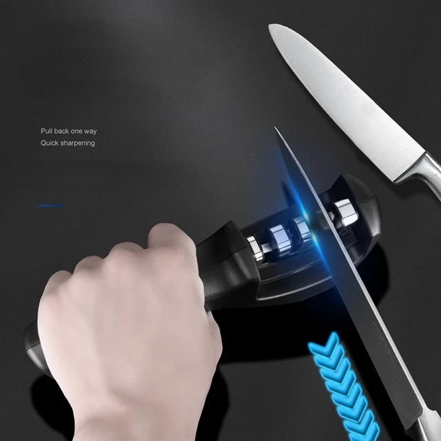 Afilador de cuchillos profesional, herramienta para afilar cuchillos de 3  etapas, tungsteno, diamante y cerámica - AliExpress