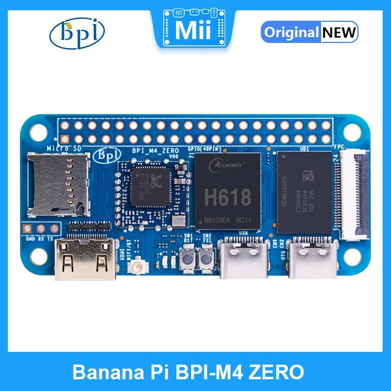 

Banana Pi BPI-M4 ZERO Allwinner H618 Quad-core ARM Cortex™-A53 Processor 2.4G/5G WIFI 2G LPDDR4 8G eMMC Single Board Computer