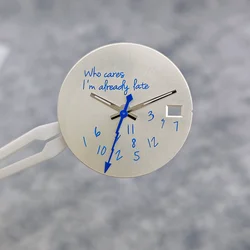 28.5mm 'Who Cares, I'm Already Late' Watch Dial with Hands - 28.5MM (No.3)