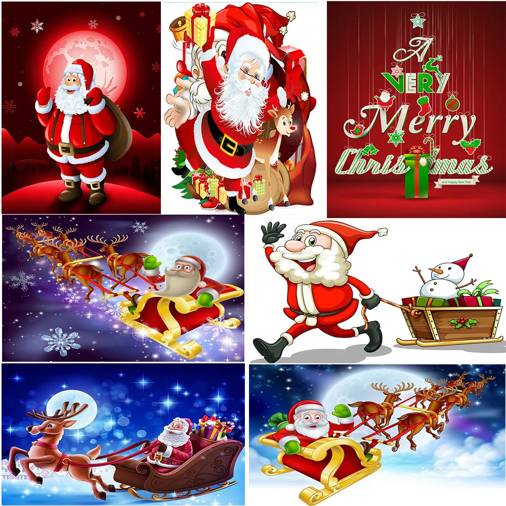 

Алмазная 5D картина «сделай сам», набор для рисования с Санта-Клаусом, круглыми и квадратными стразами, мозаика, мультяшное искусство, вышивка, домашний декор