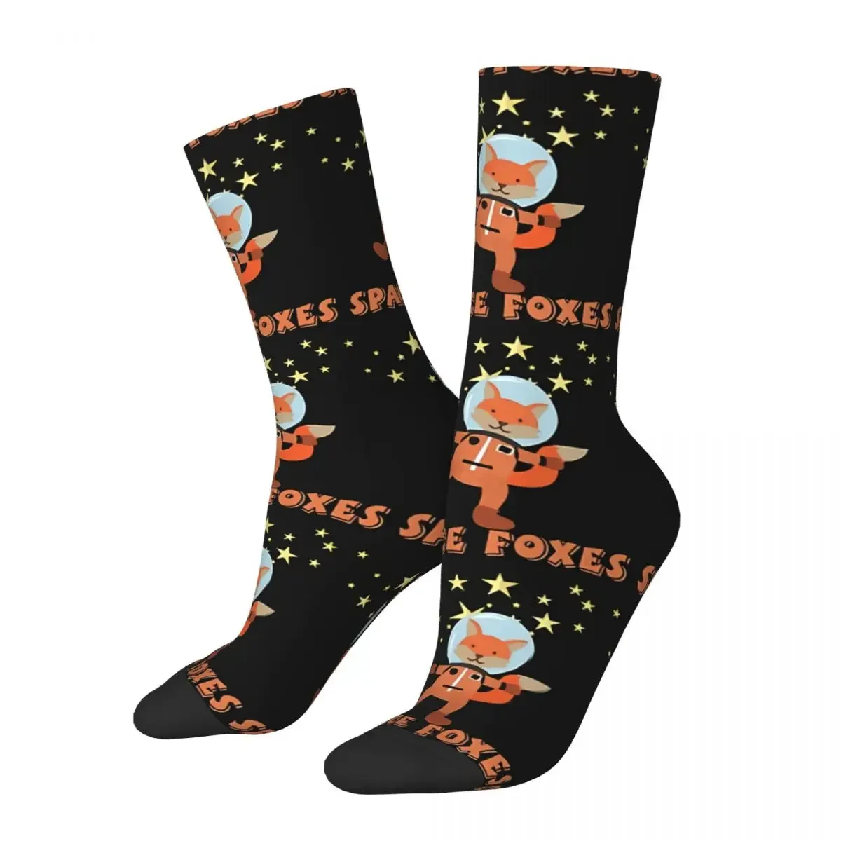 

Hip Hop Retro Space Fox Animal Cute Astronaut Crazy Men's Socks Alien Unisex Harajuku Pattern Printed Happy Crew Sock Boys Gift